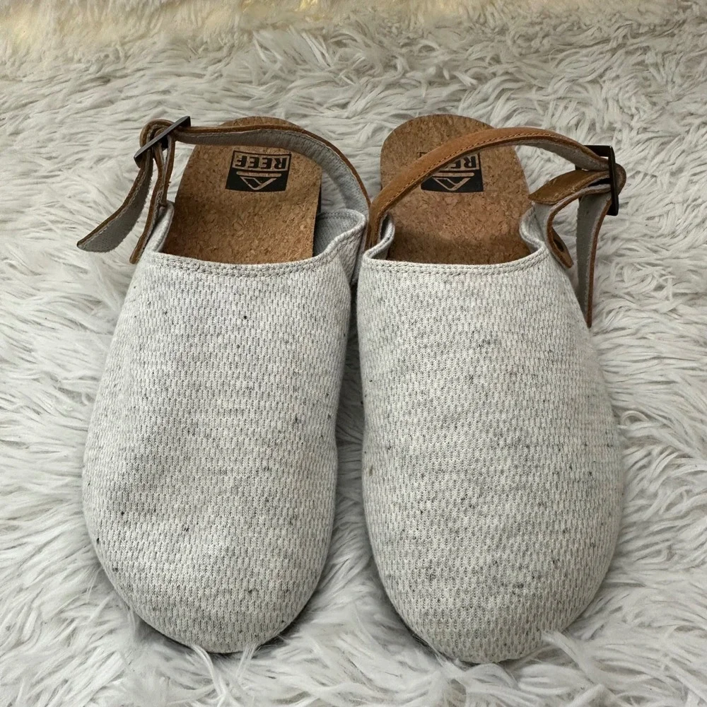 Reef Cushion Sage Slingback Clogs Soft Twill Light Gray Mens Sz 9 - New Flawed